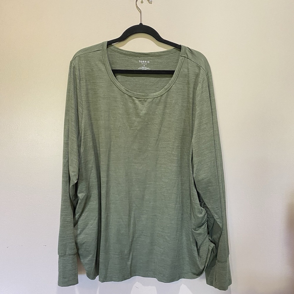 Torrid Active Top Womens 5 Ruched Sides Long Sleeve Soft EUC